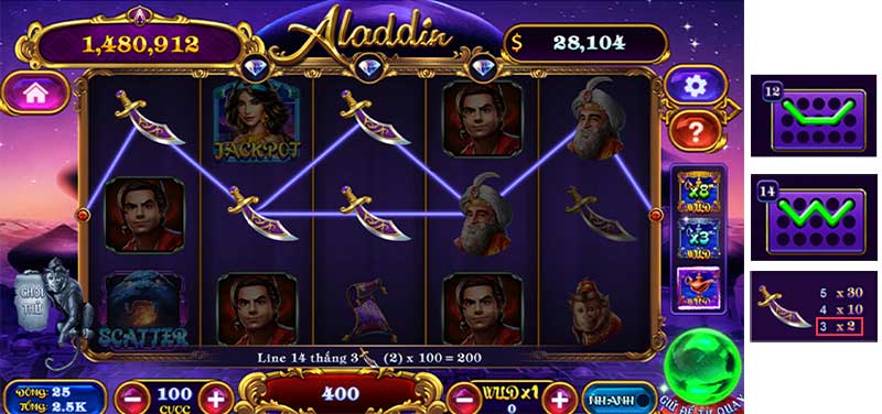 Giao diện của game nổ hũ Aladdin